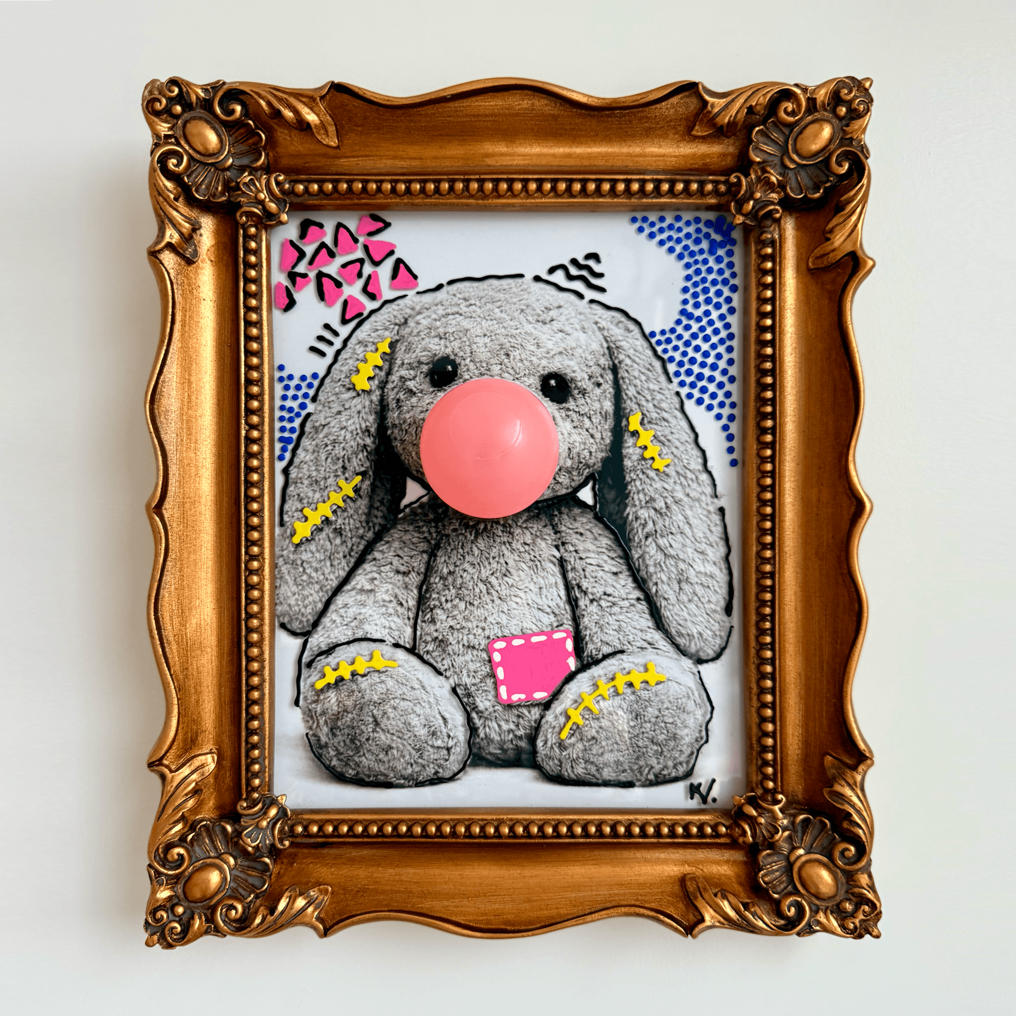 Photographic digital print of a preserved Jellycat bunny toy, presented in a small edition, 2025.